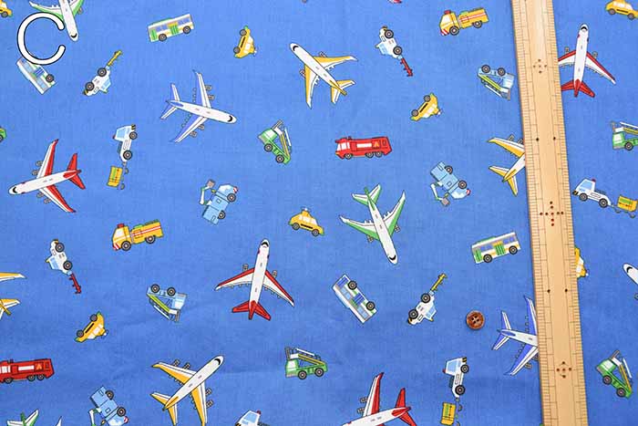 Cotton CB printed fabric - a pair of kikes and a car - nomura tailor