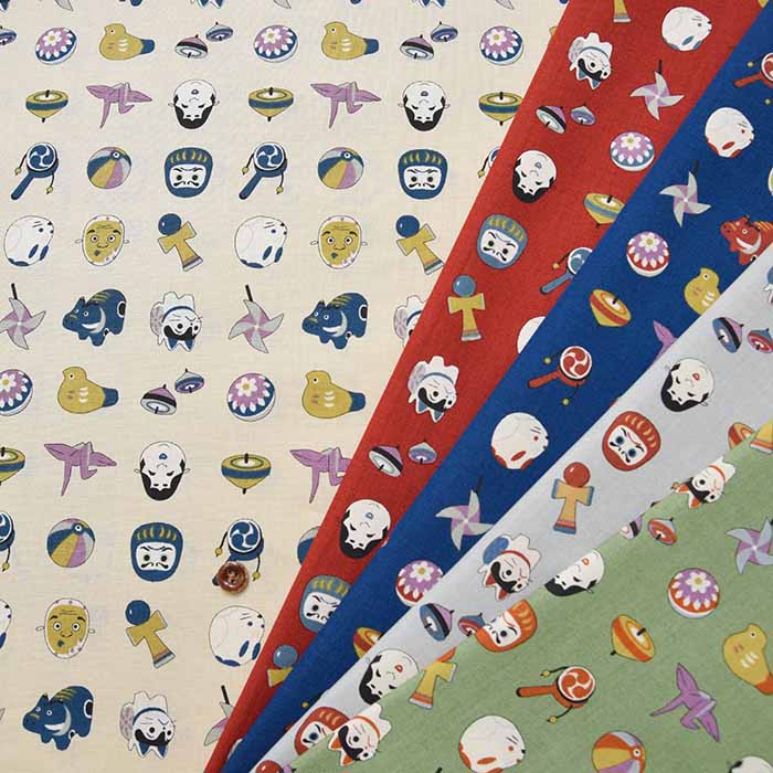 Cotton sheeting print fabric Yumeiro Hyakkei Omen - nomura tailor