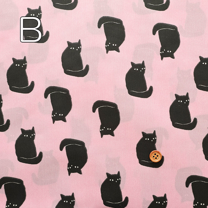 Water repellent Acrylic Nylon Oxford Print Fabric - Black Cat - nomura tailor