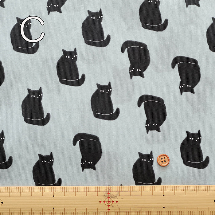 Water repellent Acrylic Nylon Oxford Print Fabric - Black Cat - nomura tailor