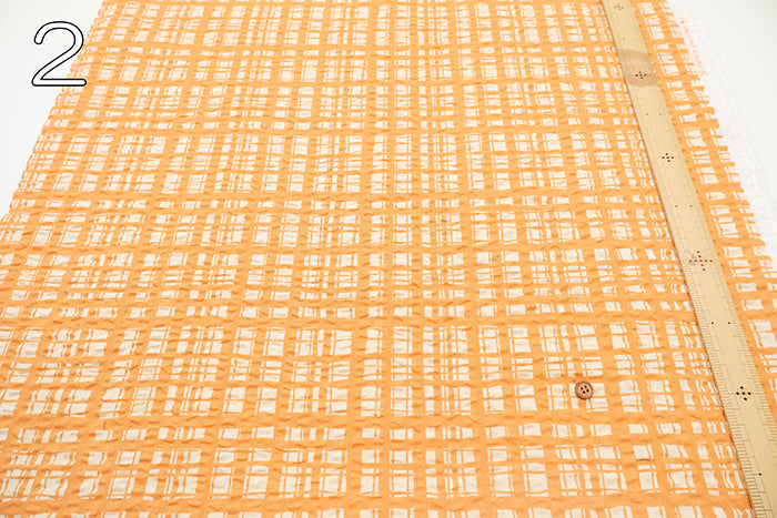 Cotton Ripple Printed Fabric - Random Check | nomura tailor