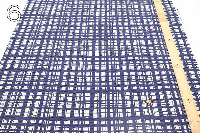 Cotton Ripple Printed Fabric - Random Check - nomura tailor