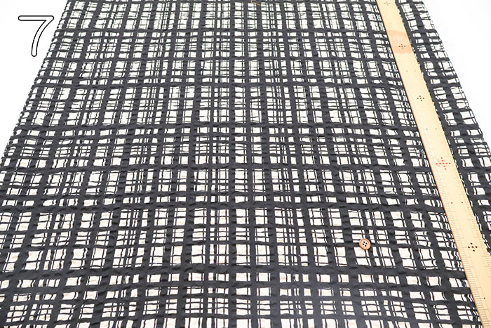 Cotton Ripple Printed Fabric - Random Check - nomura tailor