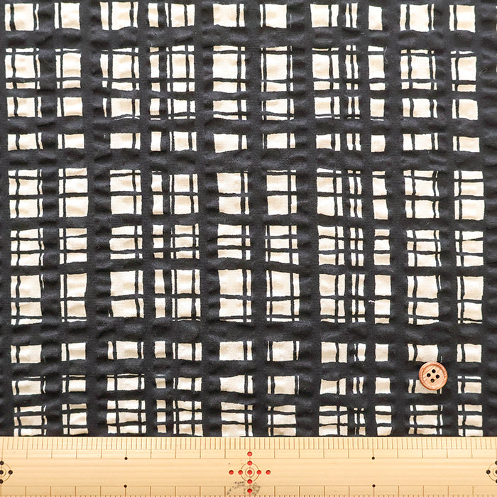 Cotton Ripple Printed Fabric - Random Check - nomura tailor