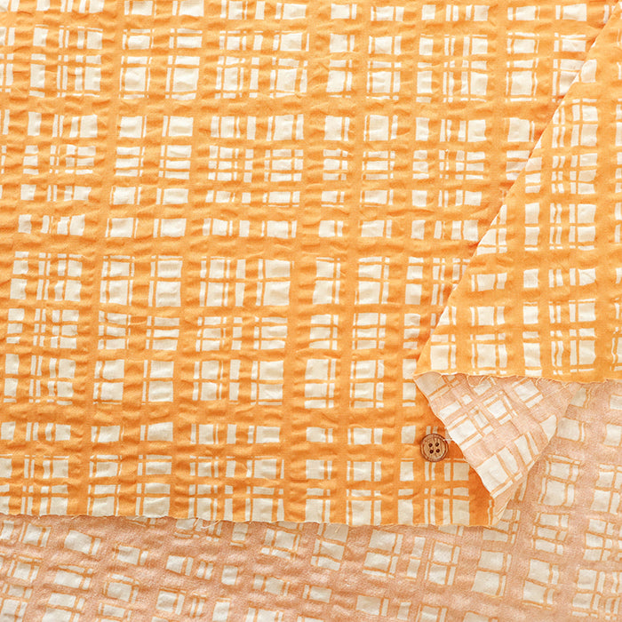 Cotton Ripple Printed Fabric - Random Check - nomura tailor
