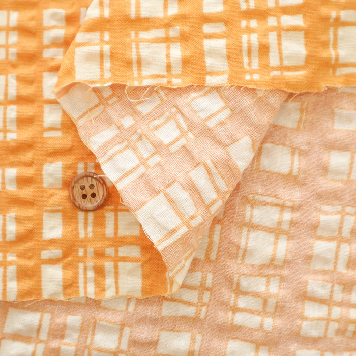 Cotton Ripple Printed Fabric - Random Check - nomura tailor