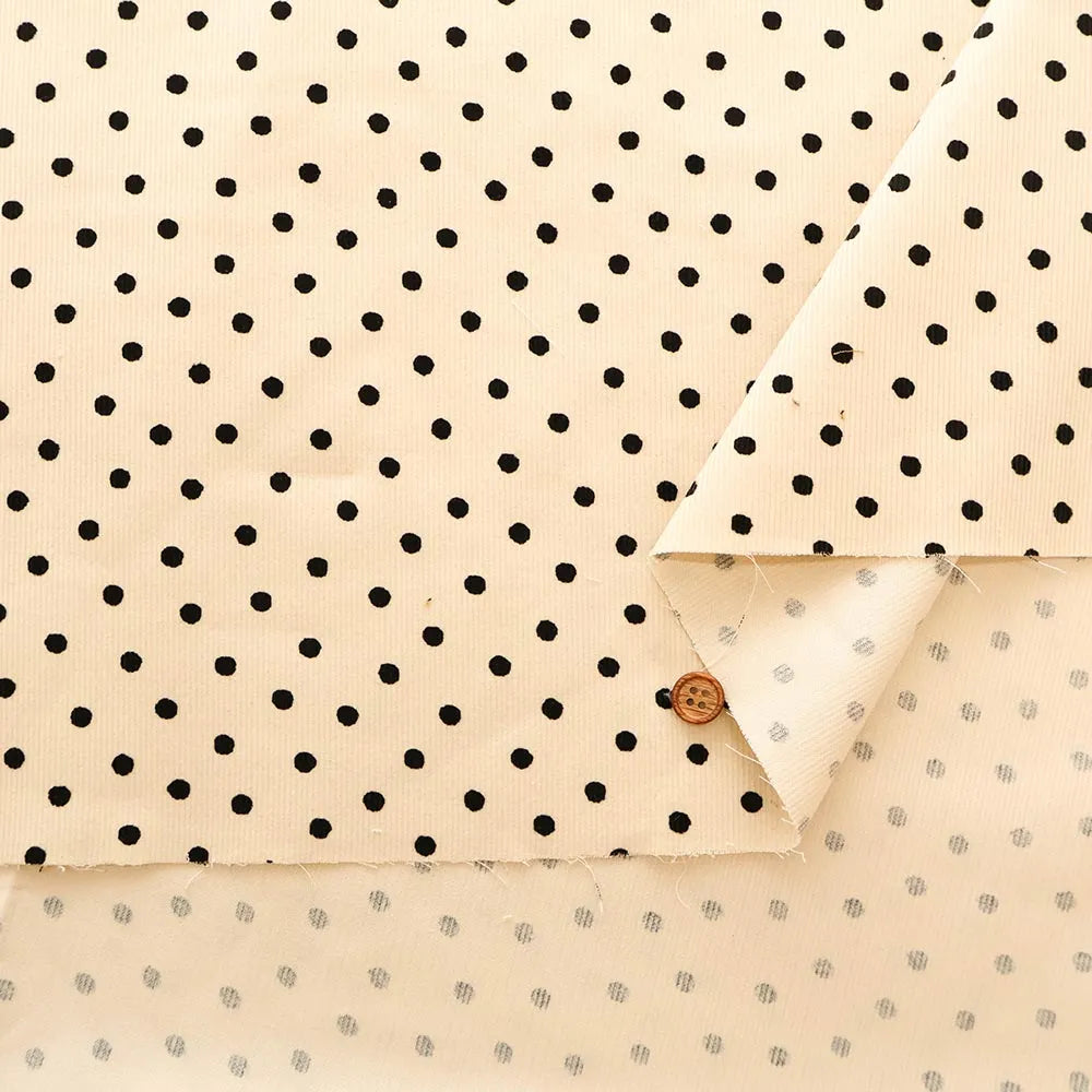 Cotton Corduroy Printed Fabric - Paint - Dot - nomura tailor