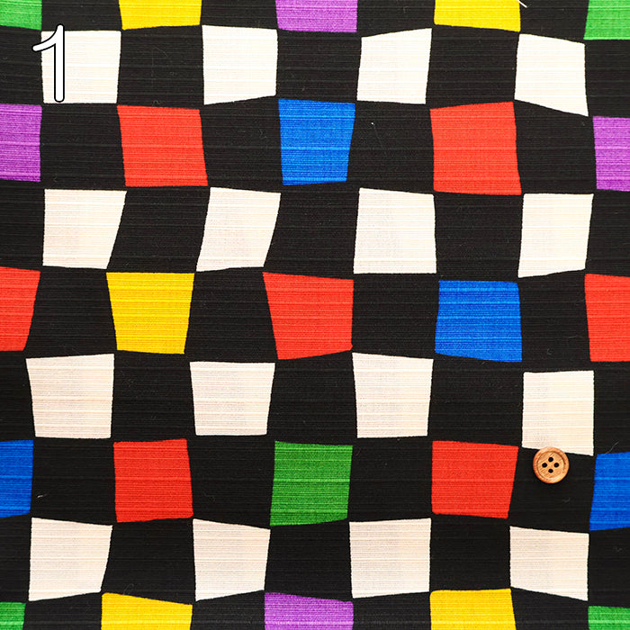 Cotton Shantung Printed Fabric -  Simple Modern Checkerboard - nomura tailor