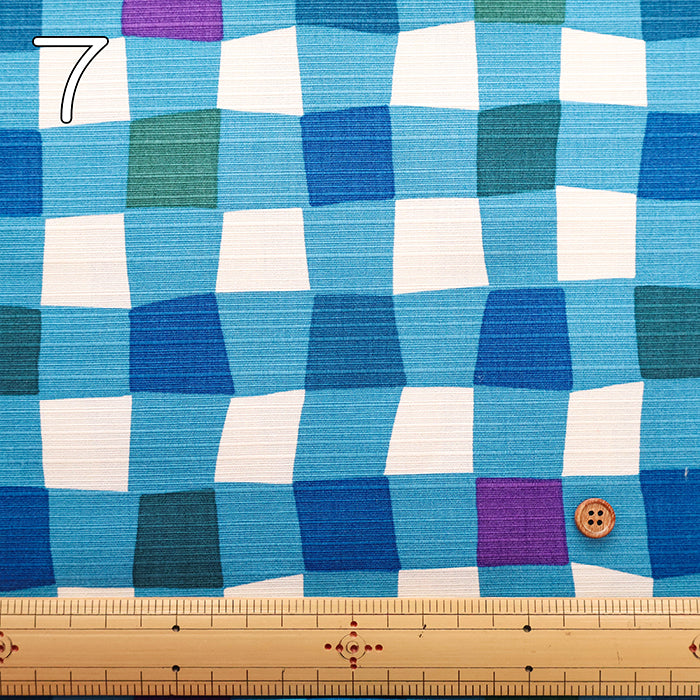 Cotton Shantung Printed Fabric -  Simple Modern Checkerboard - nomura tailor