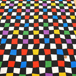 Cotton Shantung Printed Fabric -  Simple Modern Checkerboard - nomura tailor