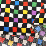 Cotton Shantung Printed Fabric -  Simple Modern Checkerboard - nomura tailor