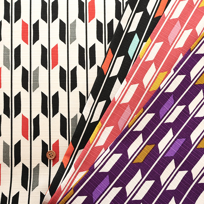 Cotton Shantung Printed Fabric - Simple Modern Yagasuri - nomura tailor