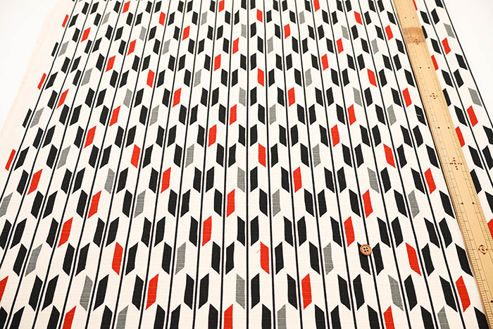 Cotton Shantung Printed Fabric - Simple Modern Yagasuri - nomura tailor