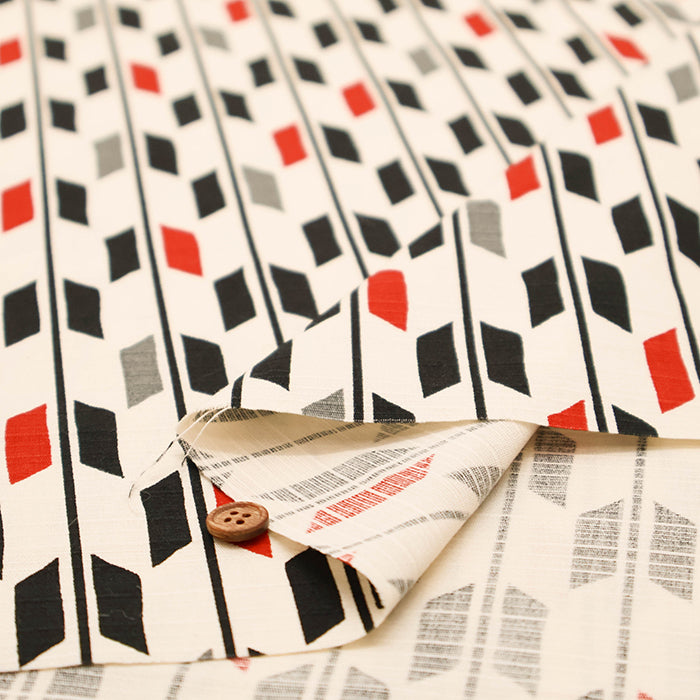 Cotton Shantung Printed Fabric - Simple Modern Yagasuri - nomura tailor