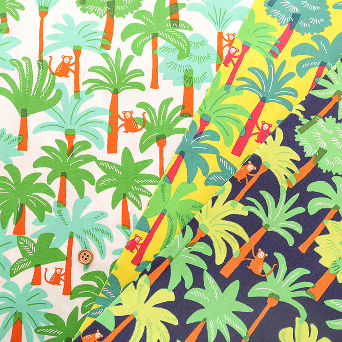 Cotton Broad Printed Fabric - Tropical Monkey - nomura tailor