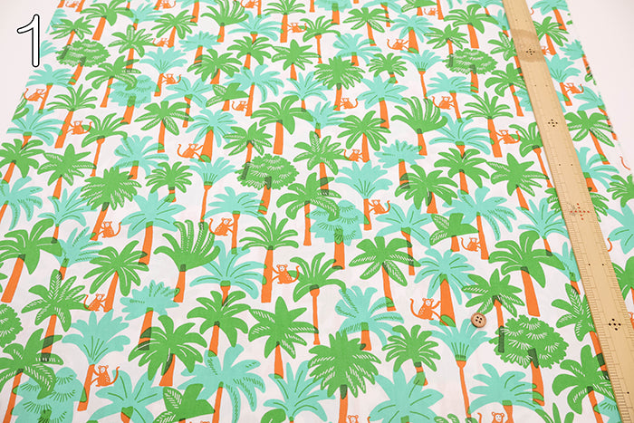 Cotton Broad Printed Fabric - Tropical Monkey - nomura tailor