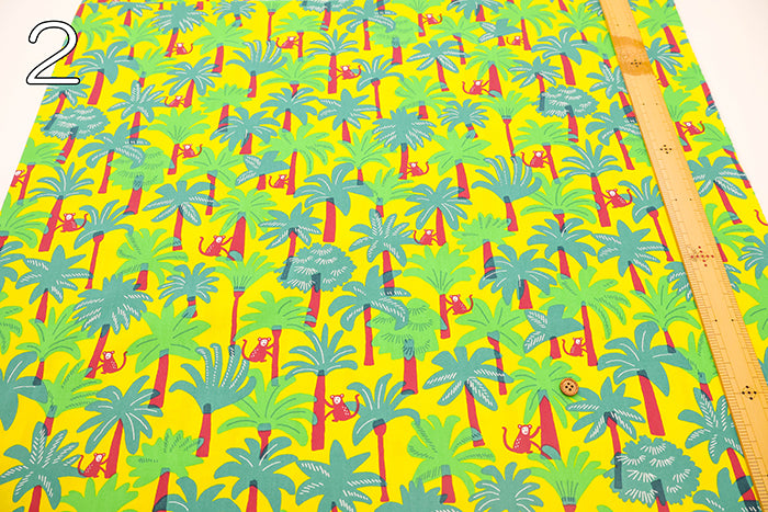Cotton Broad Printed Fabric - Tropical Monkey - nomura tailor