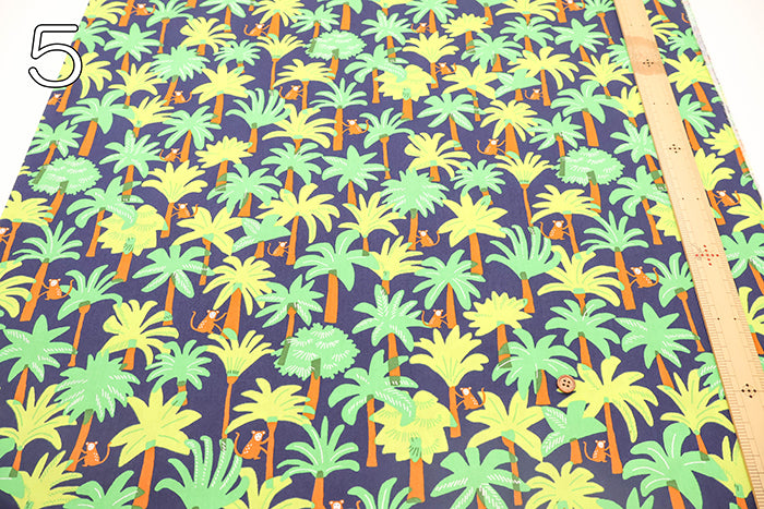 Cotton Broad Printed Fabric - Tropical Monkey - nomura tailor