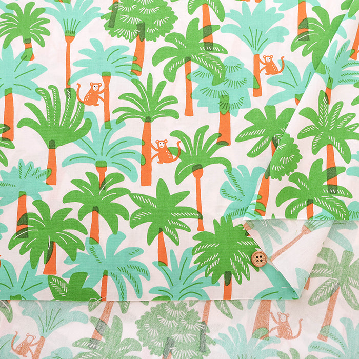 Cotton Broad Printed Fabric - Tropical Monkey - nomura tailor