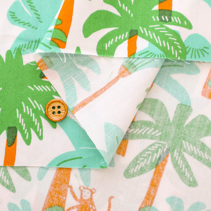Cotton Broad Printed Fabric - Tropical Monkey - nomura tailor