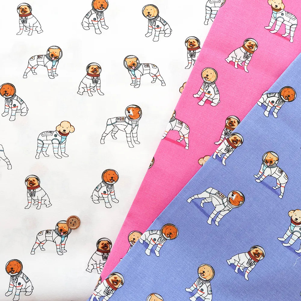 Cotton Broad Printed Fabric SPACE DOGS - nomura tailor