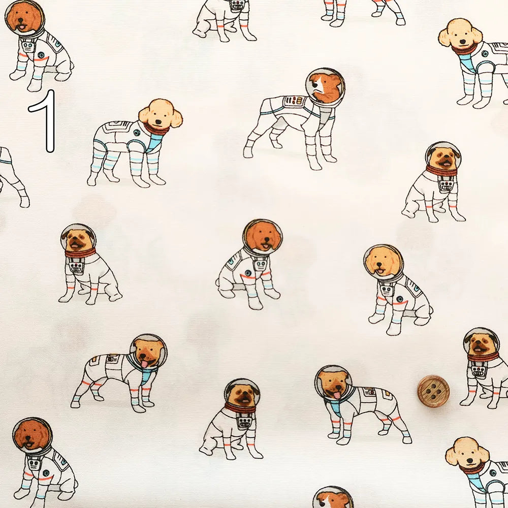 Cotton Broad Printed Fabric SPACE DOGS - nomura tailor