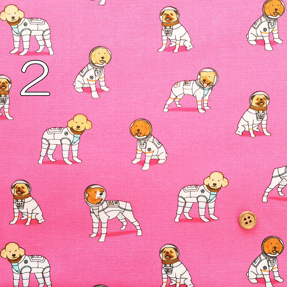 Cotton Broad Printed Fabric SPACE DOGS - nomura tailor