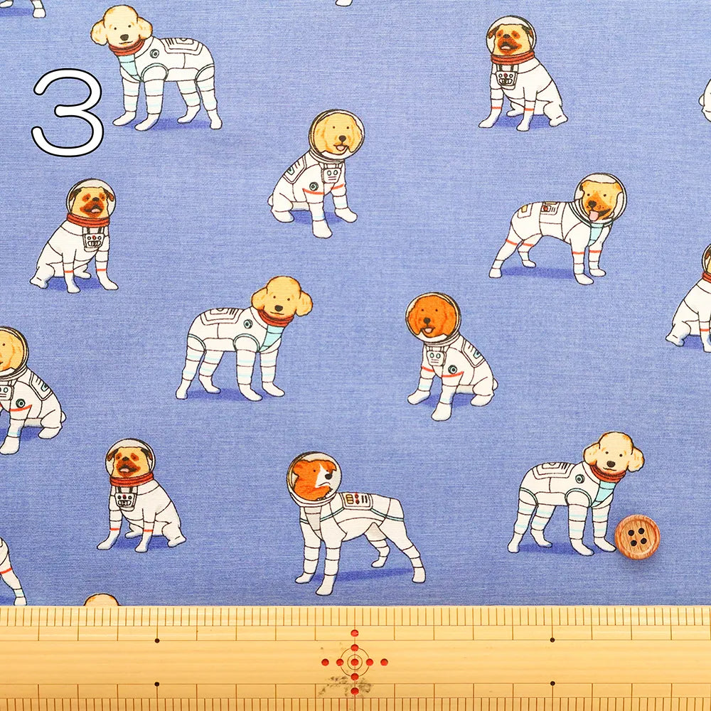 Cotton Broad Printed Fabric SPACE DOGS - nomura tailor