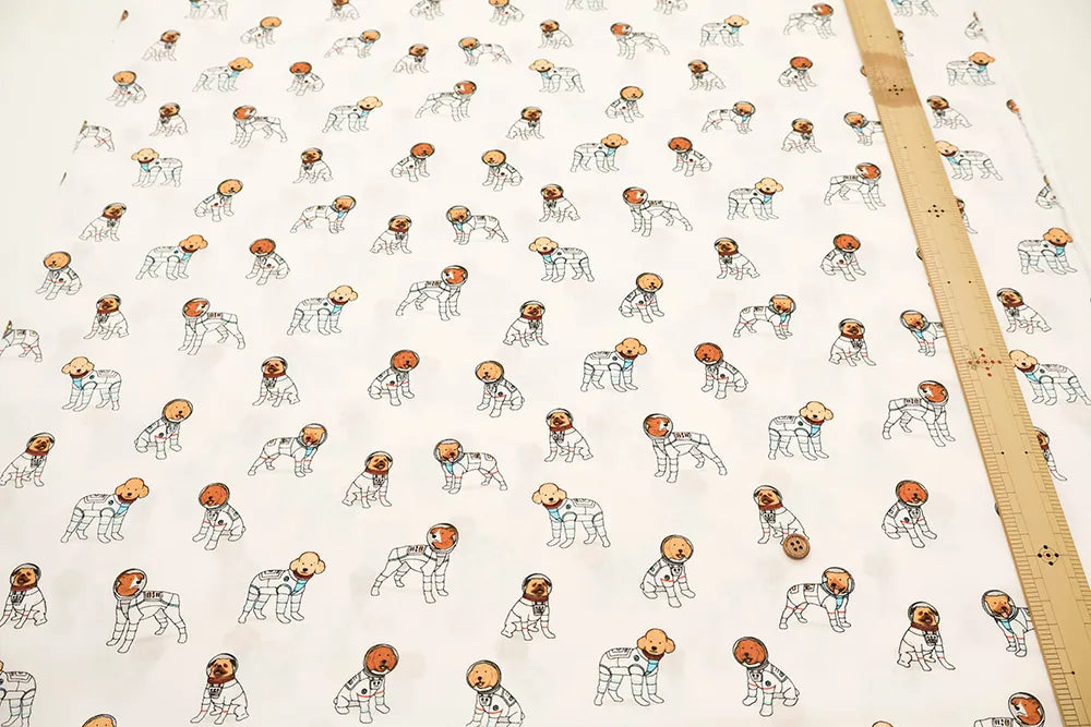 Cotton Broad Printed Fabric SPACE DOGS - nomura tailor