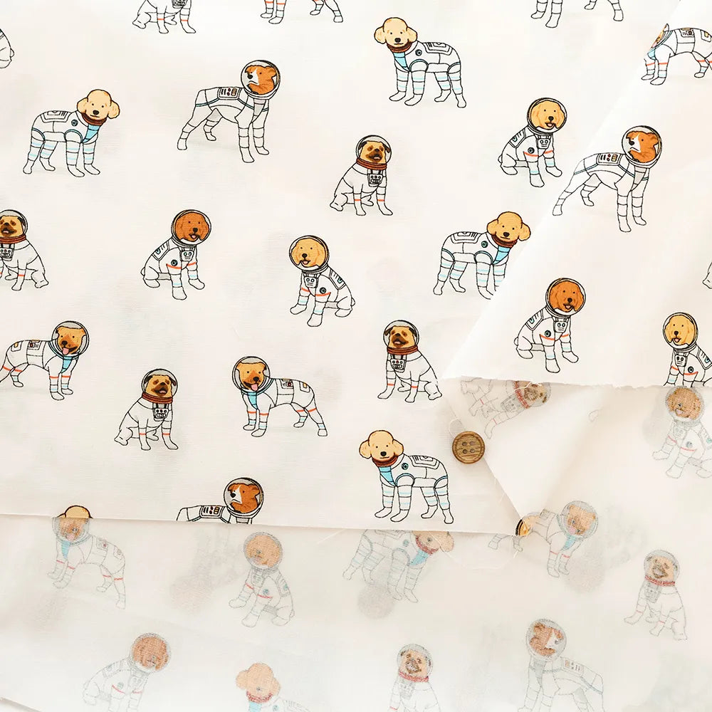 Cotton Broad Printed Fabric SPACE DOGS - nomura tailor