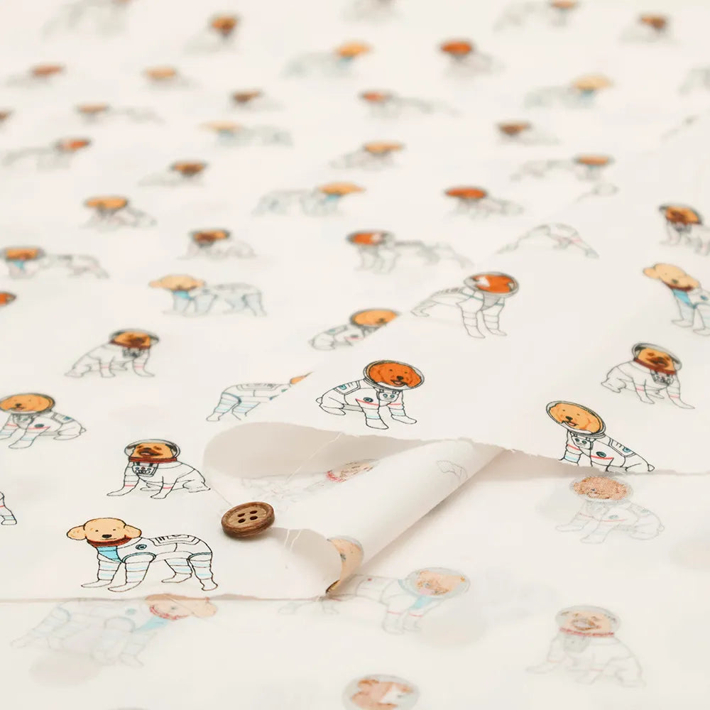 Cotton Broad Printed Fabric SPACE DOGS - nomura tailor