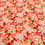 Cotton Sharting Printed Fabric - Hanakin Japanese Pattern - Peony, Chrysanthemum, Hollyhock and Drum - nomura tailor