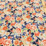 Cotton Sharting Printed Fabric - Hanakin Japanese Pattern - Peony, Chrysanthemum, Hollyhock and Drum - nomura tailor