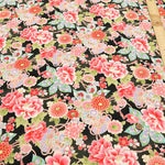 Cotton Sharting Printed Fabric - Hanakin Japanese Pattern - Peony, Chrysanthemum, Hollyhock and Drum - nomura tailor