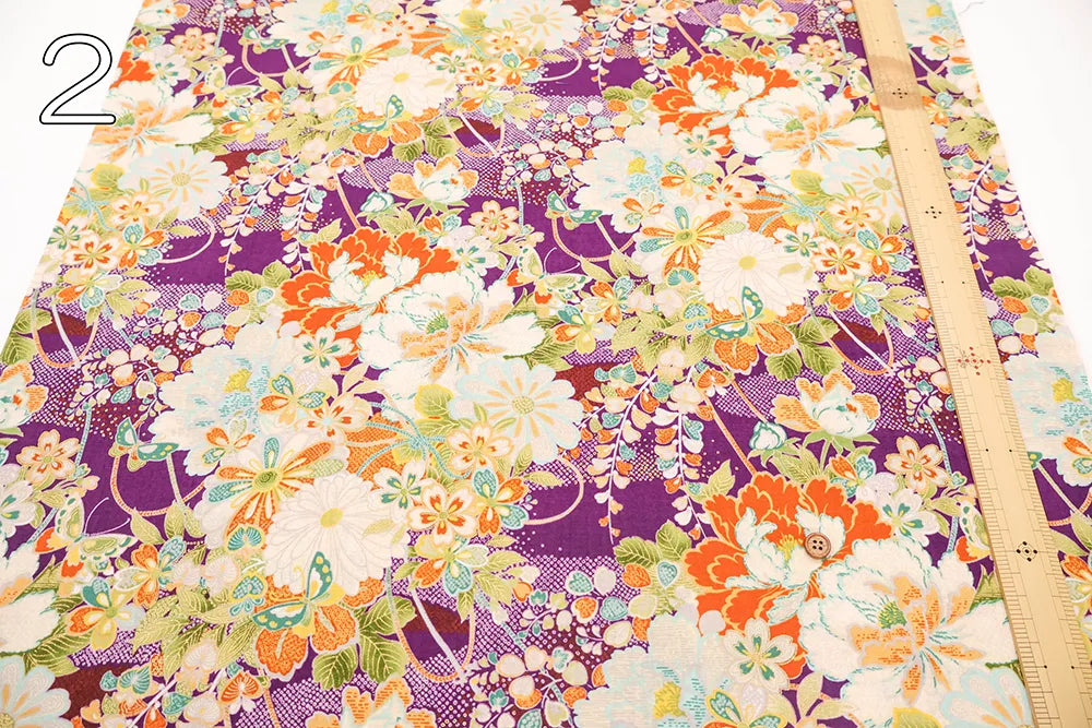 Cotton Sharting Printed Fabric - Hanakin Japanese Pattern - Kachofugetsu - nomura tailor