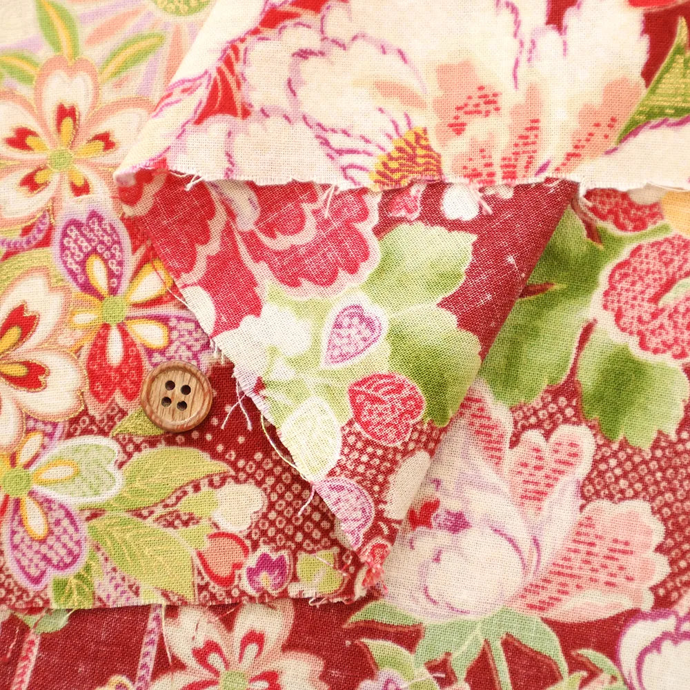 Cotton Sharting Printed Fabric - Hanakin Japanese Pattern - Kachofugetsu - nomura tailor