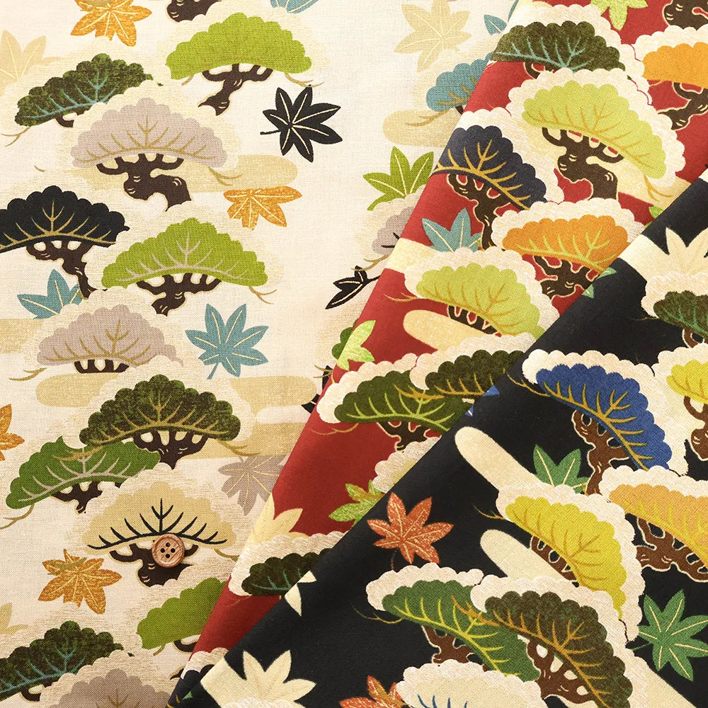 Cotton Sharting Printed Fabric - Hanakin Japanese Pattern のぼり松 - nomura tailor