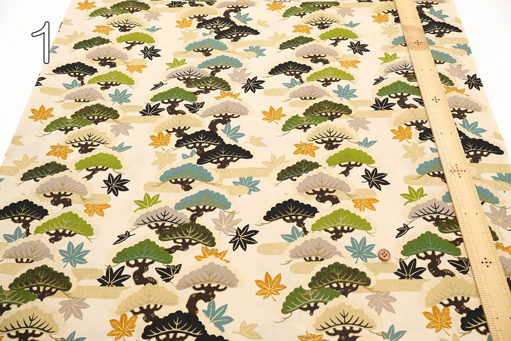 Cotton Sharting Printed Fabric - Hanakin Japanese Pattern のぼり松 - nomura tailor
