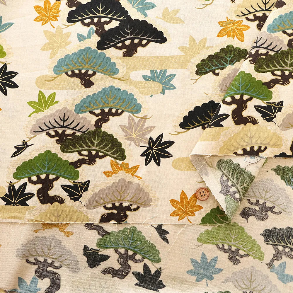 Cotton Sharting Printed Fabric - Hanakin Japanese Pattern のぼり松 - nomura tailor