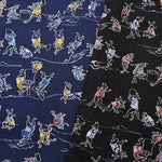 Cotton seating print fabric Bird and beast caricature 1 - nomura tailor