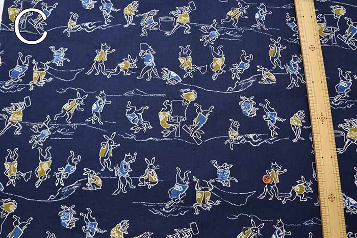 Cotton seating print fabric Bird and beast caricature 1 - nomura tailor