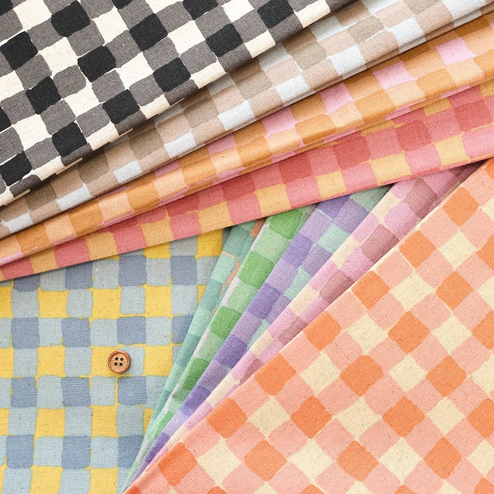 C/L Canvas Printed Fabric - Fluffy Check - nomura tailor