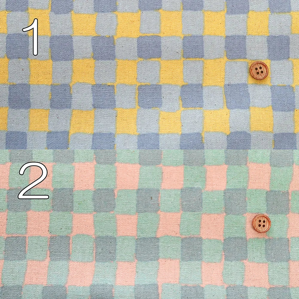 C/L Canvas Printed Fabric - Fluffy Check - nomura tailor