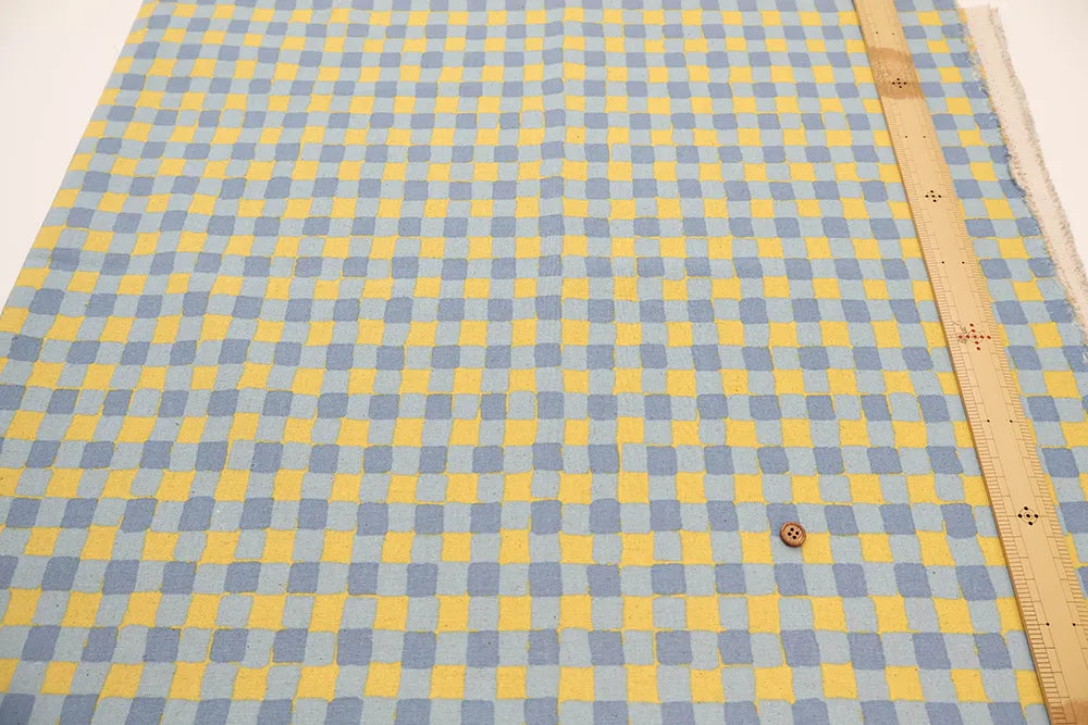 C/L Canvas Printed Fabric - Fluffy Check - nomura tailor