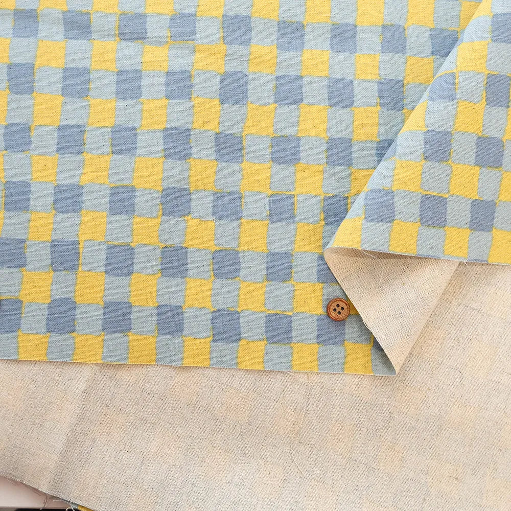C/L Canvas Printed Fabric - Fluffy Check - nomura tailor