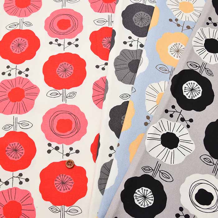 Cotton Ox Print Fabric Scandinavian Flower - nomura tailor