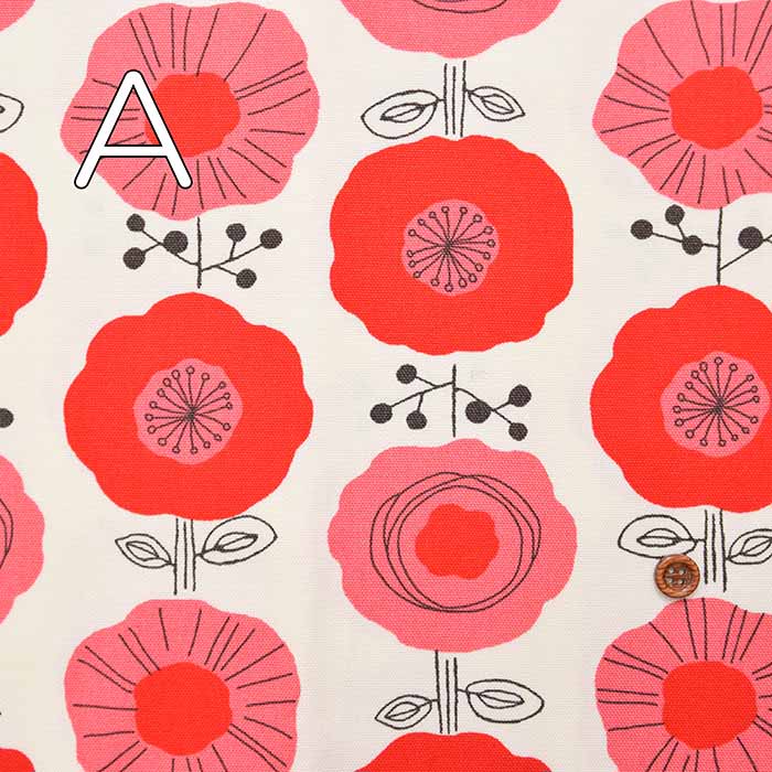 Cotton Ox Print Fabric Scandinavian Flower - nomura tailor