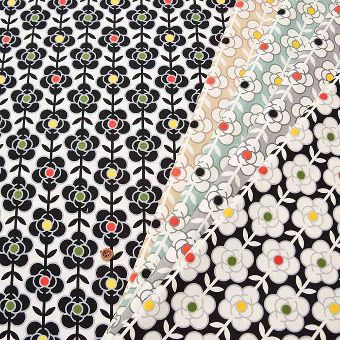 Cotton Ox Printed Fabric Line Camellia - nomura tailor