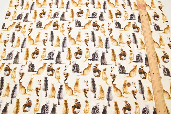 Cotton Ox Printed Fabric Backstyle Cat - nomura tailor