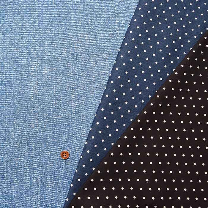 Cotton Ox Denim Style River Print Fabric Dot - nomura tailor